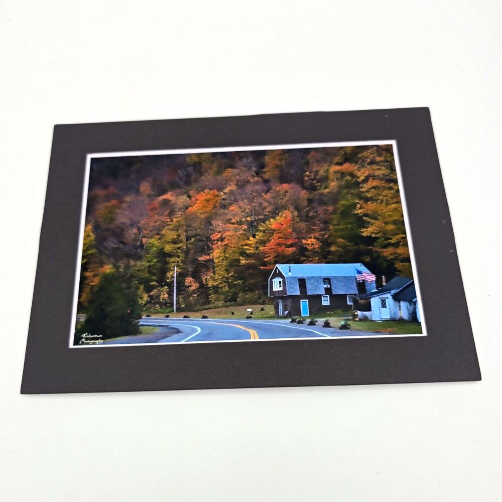 Vermont Autumn Matted Photo Print 5x7 New England Fall Landscape Fine Art